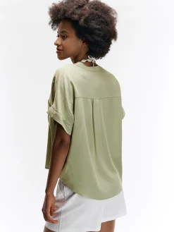 GATE Bluzka z wiskozy z dekoltem w serek| Koszulki I Topy·Bluzki