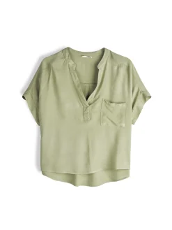 GATE Bluzka z wiskozy z dekoltem w serek| Koszulki I Topy·Bluzki