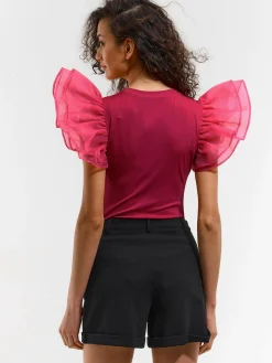 GATE Body z falbanką z organzy| Koszulki I Topy·Body