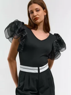 GATE Body z rękawami z organzy| Koszulki I Topy·Body