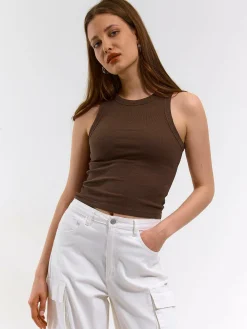 GATE Bokserka damska ze splotu żeberkowego| Koszulki I Topy·Podkoszulki ☀️