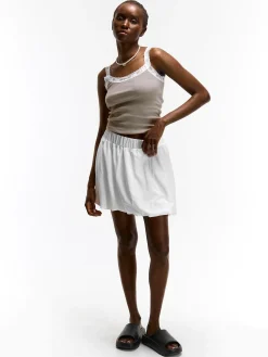 GATE Bokserka z żebrowanej dzianiny z koronką| Koszulki I Topy·Podkoszulki ☀️