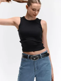 GATE Bokserka z żebrowanej dzianiny| Koszulki I Topy·Podkoszulki ☀️