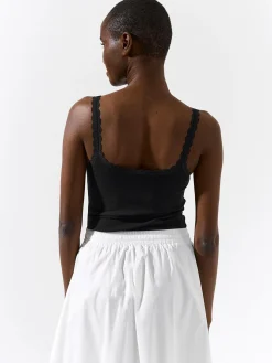 GATE Bokserka z żebrowanej dzianiny z koronką| Koszulki I Topy·Podkoszulki ☀️