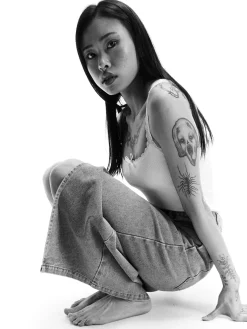 GATE Bokserka z żebrowanej dzianiny z koronką| Koszulki I Topy·Podkoszulki ☀️