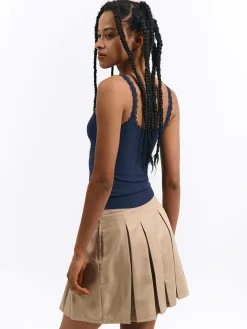 GATE Bokserka z żebrowanej dzianiny z koronką| Koszulki I Topy·Podkoszulki ☀️