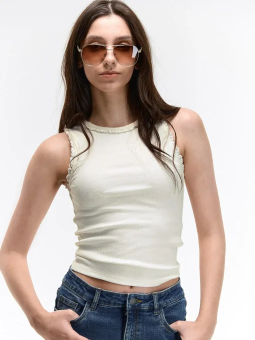 GATE Bokserka z żebrowanej dzianiny| Koszulki I Topy·Podkoszulki ☀️