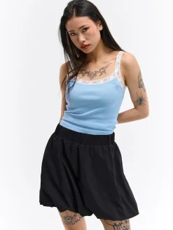 GATE Bokserka z żebrowanej dzianiny z koronką| Koszulki I Topy·Podkoszulki ☀️