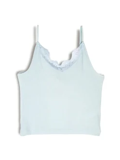 GATE Bokserka z żebrowanej dzianiny z koronką| Koszulki I Topy·Podkoszulki ☀️