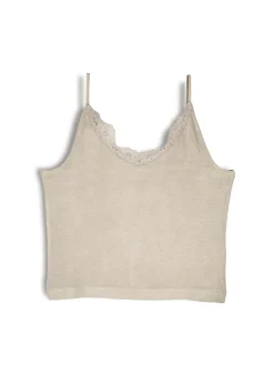 GATE Bokserka z żebrowanej dzianiny z koronką| Koszulki I Topy·Podkoszulki ☀️