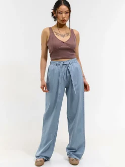 GATE Bokserka z żebrowanej dzianiny z dekoltem w serek| Koszulki I Topy·Podkoszulki ☀️|Koszulki I Topy·Crop Top ☀️