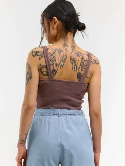 GATE Bokserka z żebrowanej dzianiny z dekoltem w serek| Koszulki I Topy·Podkoszulki ☀️|Koszulki I Topy·Crop Top ☀️