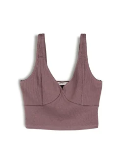 GATE Bokserka z żebrowanej dzianiny z dekoltem w serek| Koszulki I Topy·Podkoszulki ☀️|Koszulki I Topy·Crop Top ☀️