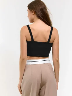 GATE Bokserka z żebrowanej dzianiny z dekoltem w serek| Koszulki I Topy·Podkoszulki ☀️|Koszulki I Topy·Crop Top ☀️