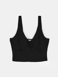 GATE Bokserka z żebrowanej dzianiny z dekoltem w serek| Koszulki I Topy·Podkoszulki ☀️|Koszulki I Topy·Crop Top ☀️