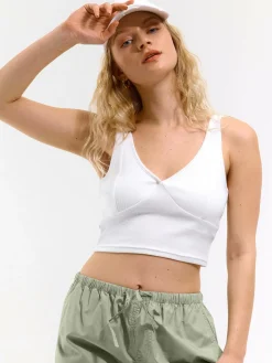 GATE Bokserka z żebrowanej dzianiny z dekoltem w serek| Koszulki I Topy·Podkoszulki ☀️|Koszulki I Topy·Crop Top ☀️