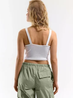 GATE Bokserka z żebrowanej dzianiny z dekoltem w serek| Koszulki I Topy·Podkoszulki ☀️|Koszulki I Topy·Crop Top ☀️