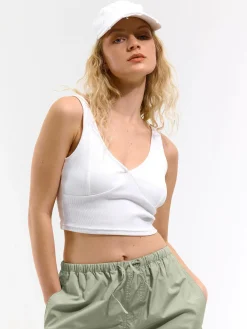 GATE Bokserka z żebrowanej dzianiny z dekoltem w serek| Koszulki I Topy·Podkoszulki ☀️|Koszulki I Topy·Crop Top ☀️