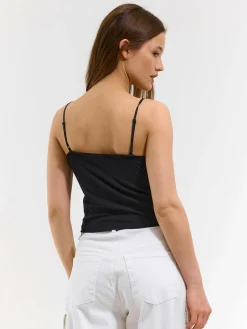 GATE Bokserka z żebrowanej dzianiny z koronką| Koszulki I Topy·Podkoszulki ☀️