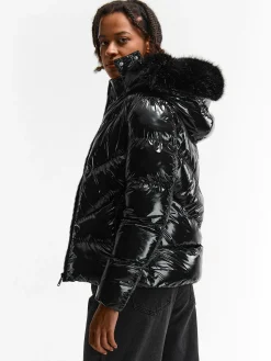 GATE Błyszcząca kurtka zimowa z kapturem| Kurtki I Płaszcze·Kurtki Zimowe|Kurtki I Płaszcze·Pikowana Kurtka