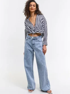 GATE Damska bluzka w paski| Koszulki I Topy·Bluzki