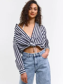 GATE Damska bluzka w paski| Koszulki I Topy·Bluzki