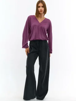 GATE Damska bluzka z dekoltem w kształcie litery V| Koszulki I Topy·Topy|Koszulki I Topy·Bluzki