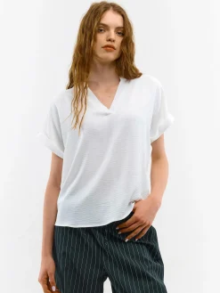 GATE Damska bluzka z dekoltem w kształcie litery V| Koszulki I Topy·Bluzki