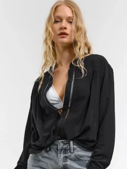 GATE Damska bluzka z długim rękawem| Koszulki I Topy·Bluzki