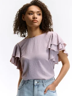 GATE Damska bluzka z falbankami| Koszulki I Topy·Topy