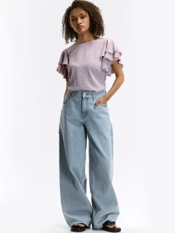 GATE Damska bluzka z falbankami| Koszulki I Topy·Topy