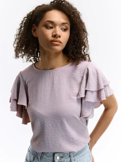 GATE Damska bluzka z falbankami| Koszulki I Topy·Topy