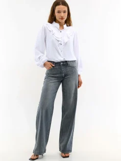 GATE Damska bluzka z falbankami| Koszulki I Topy·Bluzki