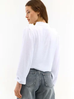 GATE Damska bluzka z falbankami| Koszulki I Topy·Bluzki