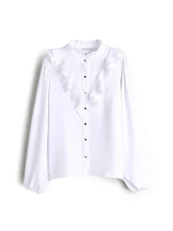 GATE Damska bluzka z falbankami| Koszulki I Topy·Bluzki