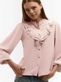 GATE Damska bluzka z falbankami| Koszulki I Topy·Bluzki