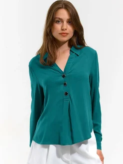 GATE Damska bluzka z wiskozy| Koszulki I Topy·Bluzki