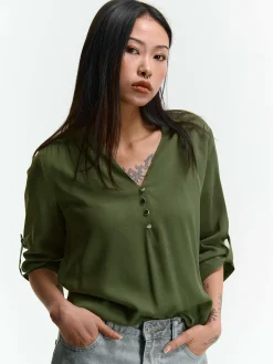 GATE Damska bluzka z wiskozy| Koszulki I Topy·Bluzki