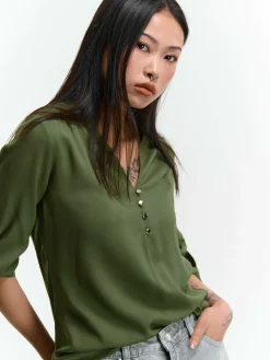 GATE Damska bluzka z wiskozy| Koszulki I Topy·Bluzki