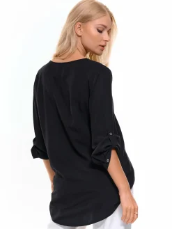 GATE Damska bluzka z wiskozy zapinana na suwak| Koszulki I Topy·Bluzki
