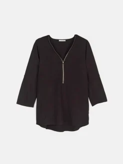 GATE Damska bluzka z wiskozy zapinana na suwak| Koszulki I Topy·Bluzki