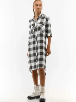 GATE Damska długa koszula w kratkę|Damskie Koszulki I Topy·Koszule Damskie