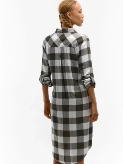 GATE Damska długa koszula w kratkę|Damskie Koszulki I Topy·Koszule Damskie