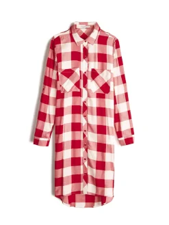 GATE Damska długa koszula w kratkę|Damskie Koszulki I Topy·Koszule Damskie