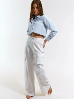 GATE Damska koszula w paski|Damskie Koszulki I Topy·Koszule Damskie