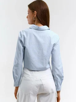 GATE Damska koszula w paski|Damskie Koszulki I Topy·Koszule Damskie