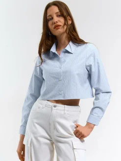 GATE Damska koszula w paski|Damskie Koszulki I Topy·Koszule Damskie