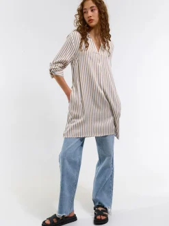 GATE Damska koszula w paski| Koszulki I Topy·Bluzki