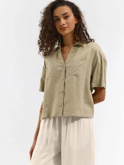 GATE Damska koszula z mieszanki lnu|Damskie Koszulki I Topy·Koszule Damskie