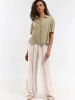 GATE Damska koszula z mieszanki lnu|Damskie Koszulki I Topy·Koszule Damskie